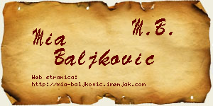 Mia Baljković vizit kartica